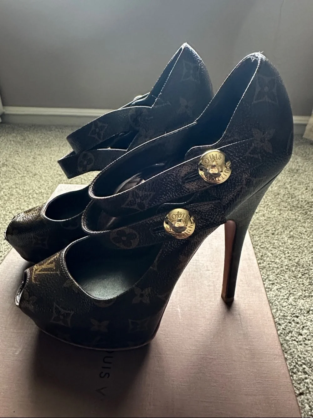 RARE! Authentic Louis Vuitton Ritual Fetish Monogram Canvas Peep Toe Pumps 40 - Picture 7 of 16